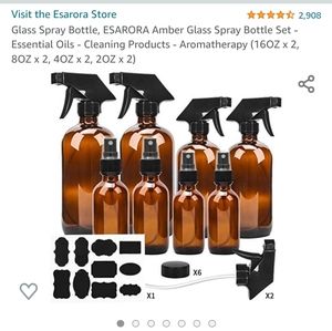 Amber Glass Spray Bottle Set
